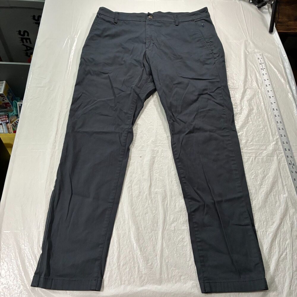 birddogs Performance Mens 34x32 (34x30) Slim Gray Woven Stretch Lined Chino Pant